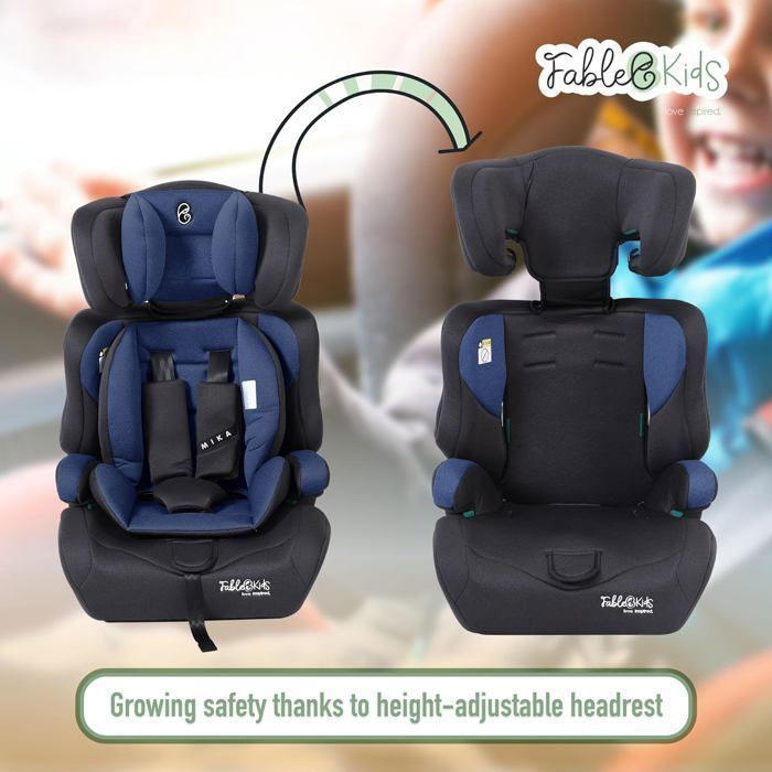 FableKids Child Car Seat | 3-Point Safety Harness | Car Seat for Children 76-150 cm | Blue