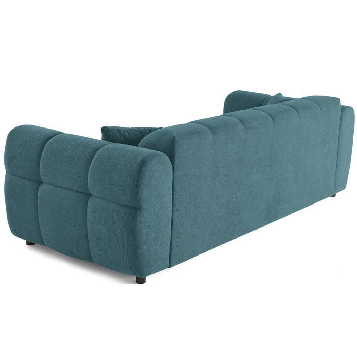 Ray - canapé droit 3 places en tissu texturé - Bleu grisé