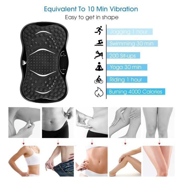 Plateforme Vibrante pour Fitness - EVOLAND - Automatique + Manuel - Noir - 10 fichiers - Perte de Poids