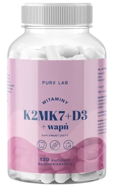 Pure Lab Witaminy K2MK7+D3+Wapń 130 Kapsułek