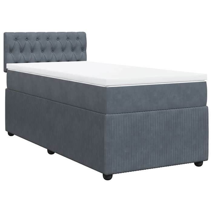 Bedframe met matras - Maison Exclusive - 90x200 cm - Donkergrijs fluweel - Maximale ontspanning