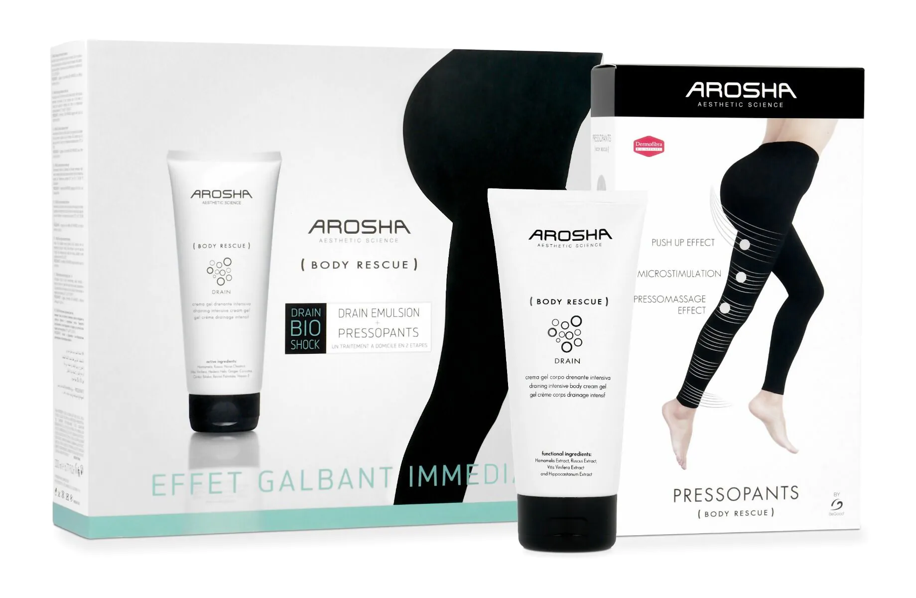 Arosha Drain Bio Shock Box (Legginsy rozm. XL/XXL (46-48) 1szt + Krem Drain 200ml)