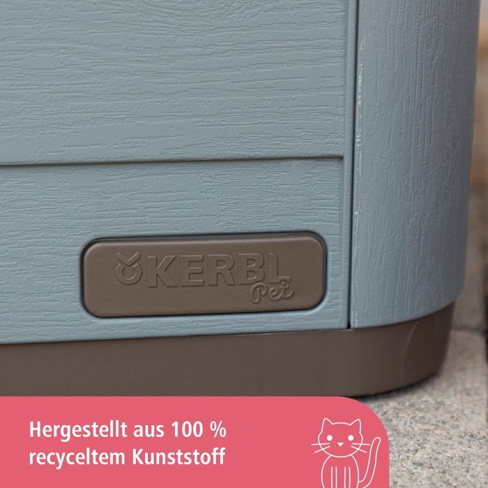 KERBL - Caseta para gatos de exterior - 60 x 51 x 41 cm - Gris y marrón - Plástico