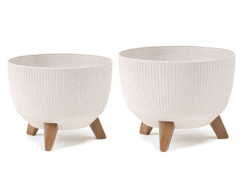 Zestaw doniczek na nóżkach Rosa linea Wood białe 2 szt
