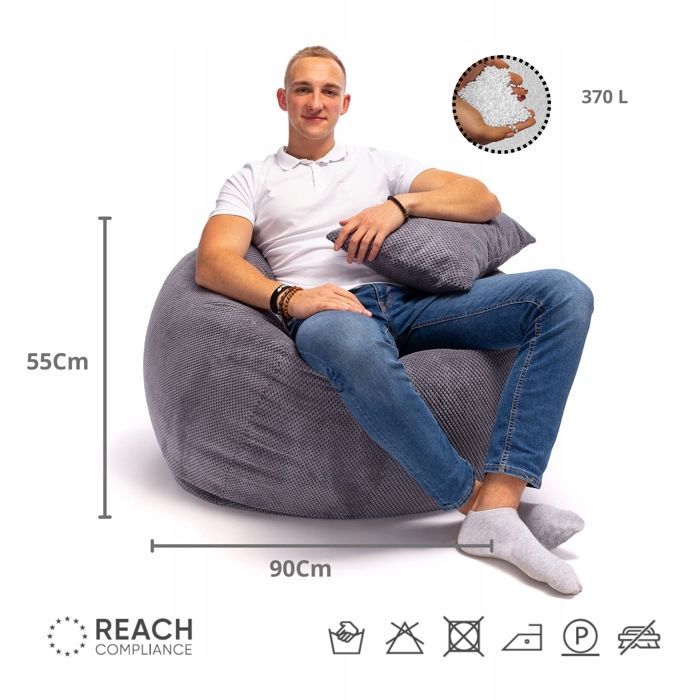 Sillón tipo puf Ecopuf - Sillón, sofá, cojín de suelo, puf para interior/exterior - Beige claro