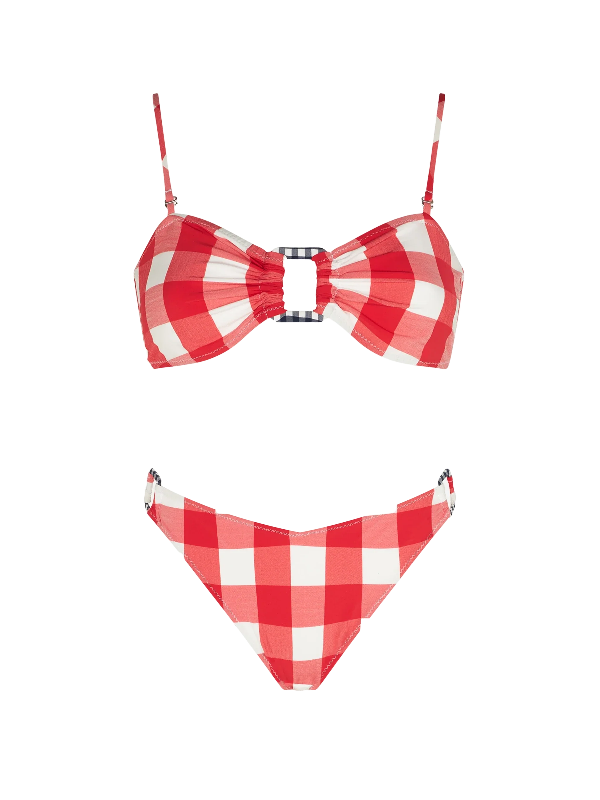Geruite bralette bikini met ringen