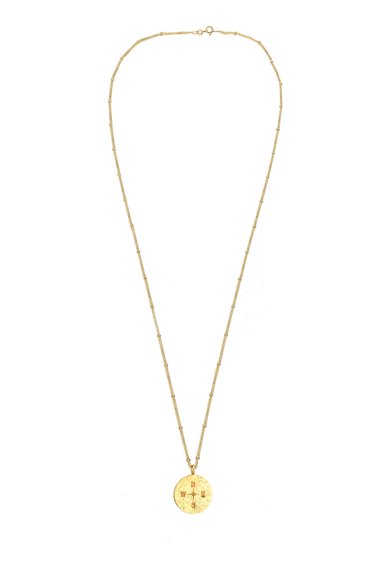 Elli Plaquette Boussole Pendentif Filigrane Vintage Look Collier Femme - (925/1000) Argent Plaqué Or