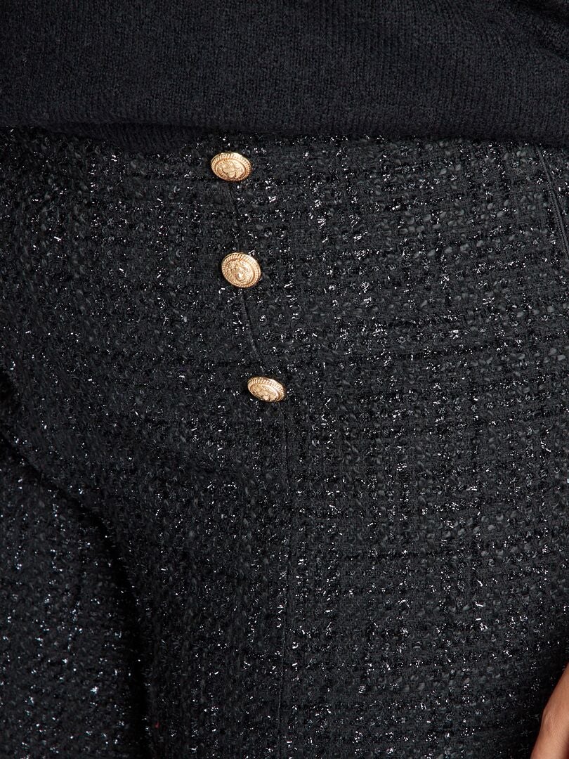 Tweed shorts met knoopjes met patroon - zwart