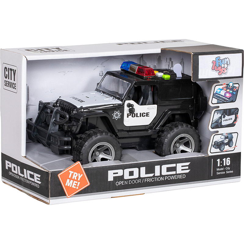 FunToys politibil størrelse 1:16 selvkjørende