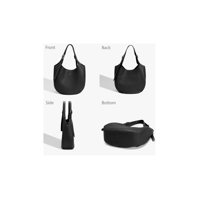 David Jones - Large Hobo Shoulder Bag in PU Leather for Women - Black