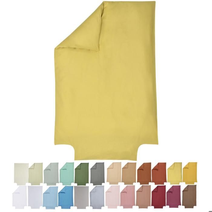 Housse de couette bébé - PTIT BASILE - 80x120 cm - Coton bio 57 fils - Jaune or - Finition bouteille