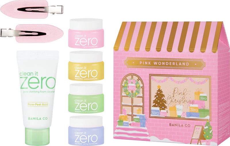 Kit de Natal Banila Co. Clean It Zero Pink Wonderland para uma Limpeza Perfeita da Pele