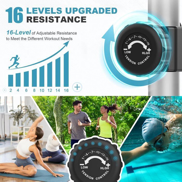 3-in-1 hiljainen crosstrainer, 16 vastustasoa, maks. 130 kg, LCD-näyttö, sovellus, sopii kotikäyttöön, hopeansininen