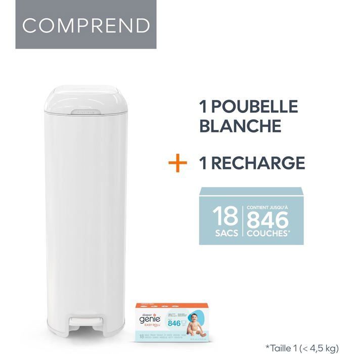 Cubo para pañales Diaper Genie Platinum - Acero inoxidable, gran capacidad para 47 pañales, a prueba de olores