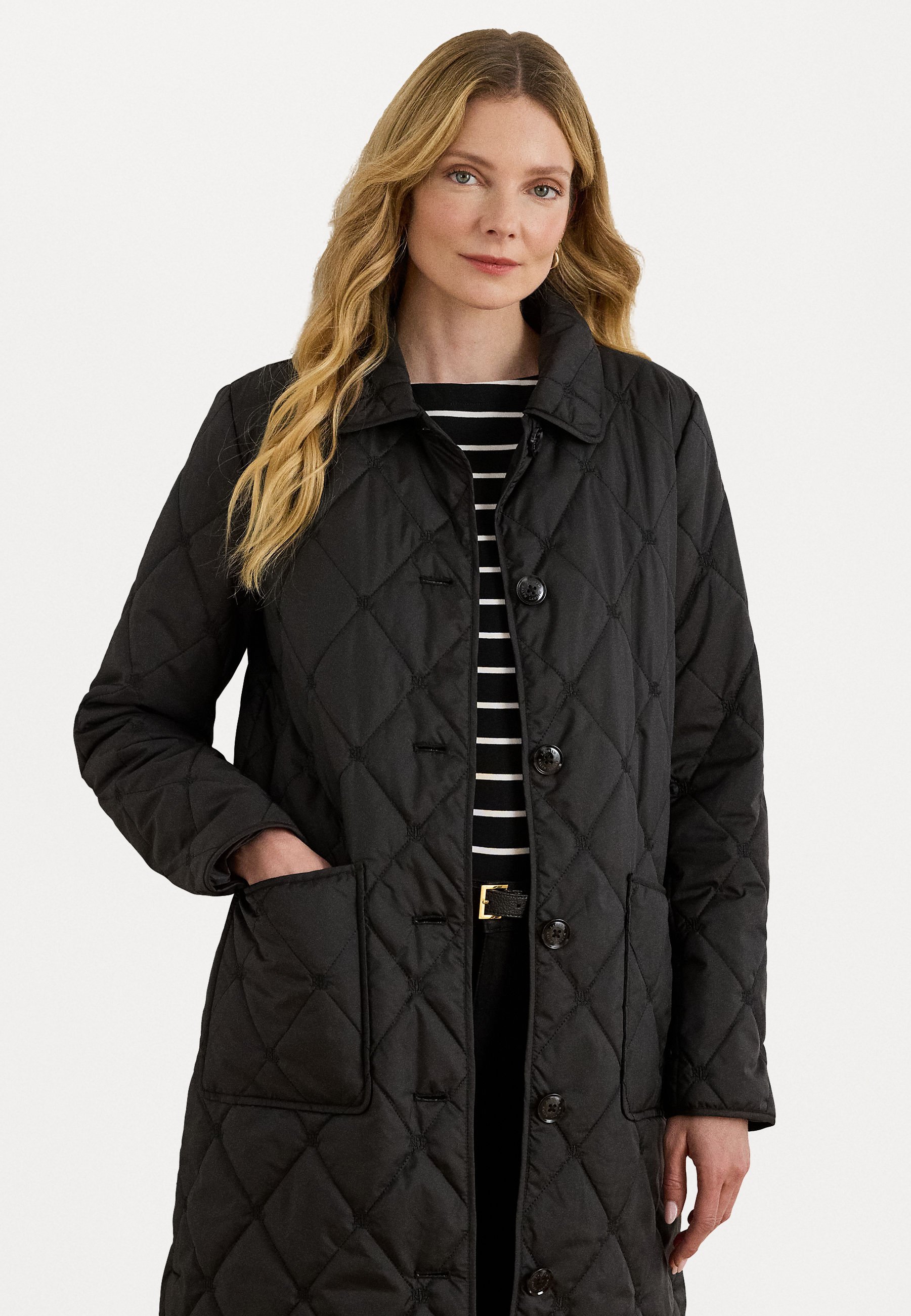 Lauren Ralph Lauren LOGO GEWATTEERDE LANGE JAS - Donsjas - zwart