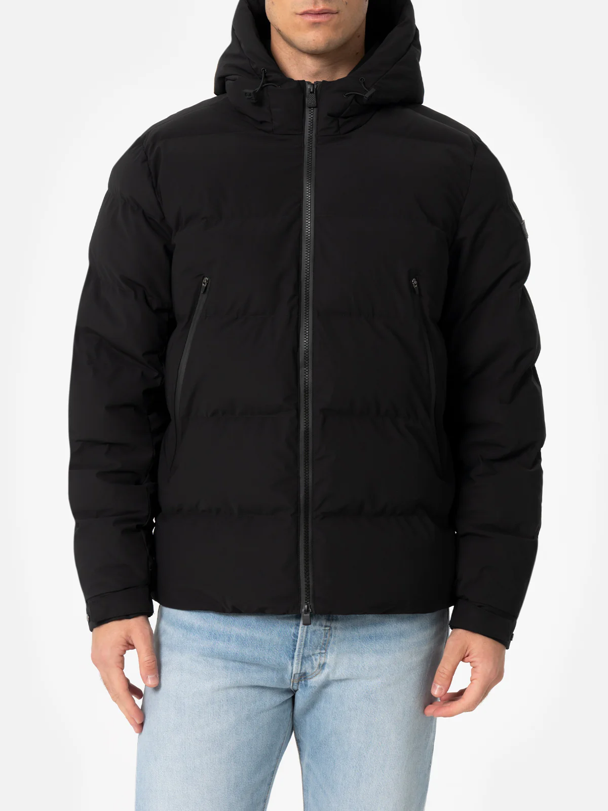 Chaqueta de plumas negra con capucha para hombre de Maier