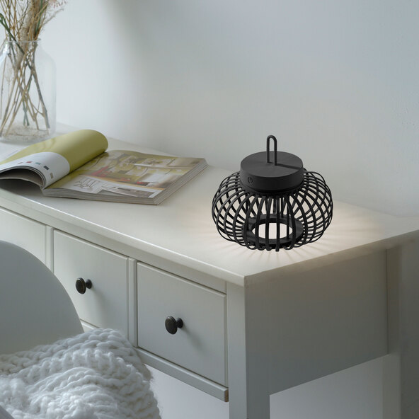 Korga LED battery-powered table and floor lamp, black, ⌀ 25 cm