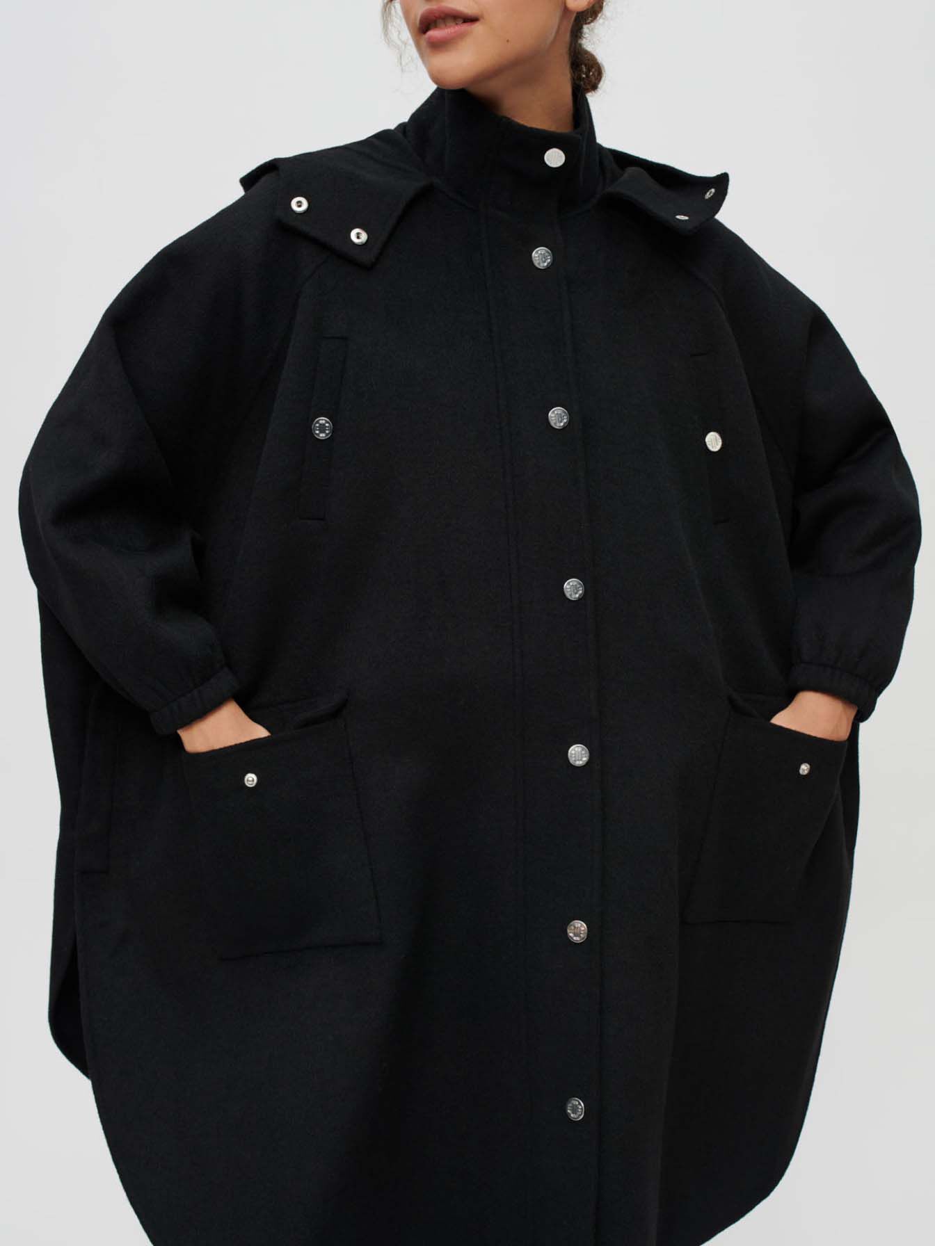 Palton reversibil supradimensionat - Negru