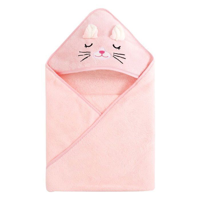 Cape de Bain Bébé à Capuche, Coton Sortie de Bain Bébé avec Design Animal, Drap Serviette de Bain pour Bébé Nouveau-né (chaton