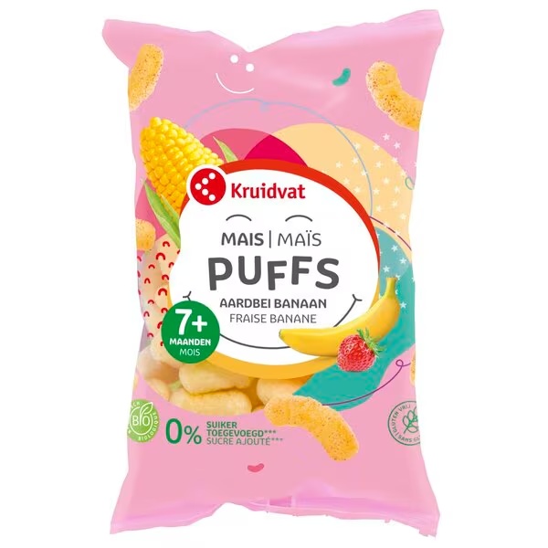 Kruidvat 7+M Органске кукурузне пахуљице од јагода и банана<br>50g