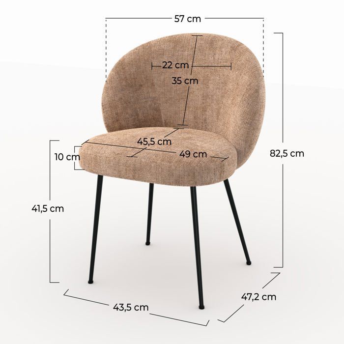 Stoel in ijsbruin chenille fluweel en zwart metaal - Bloomy - Rendez-Vous Déco