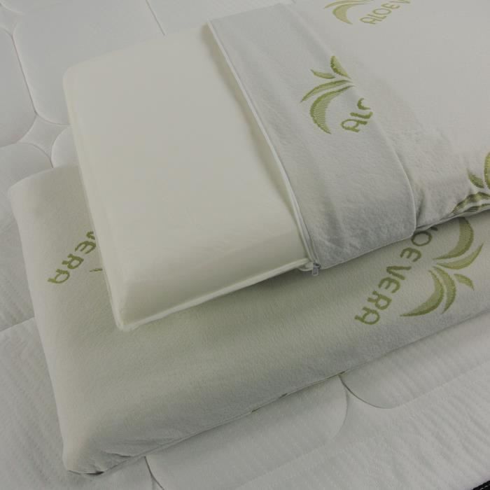 Juego de 2 almohadas de espuma viscoelástica de 40x60 cm con fundas extraíbles con cremallera.