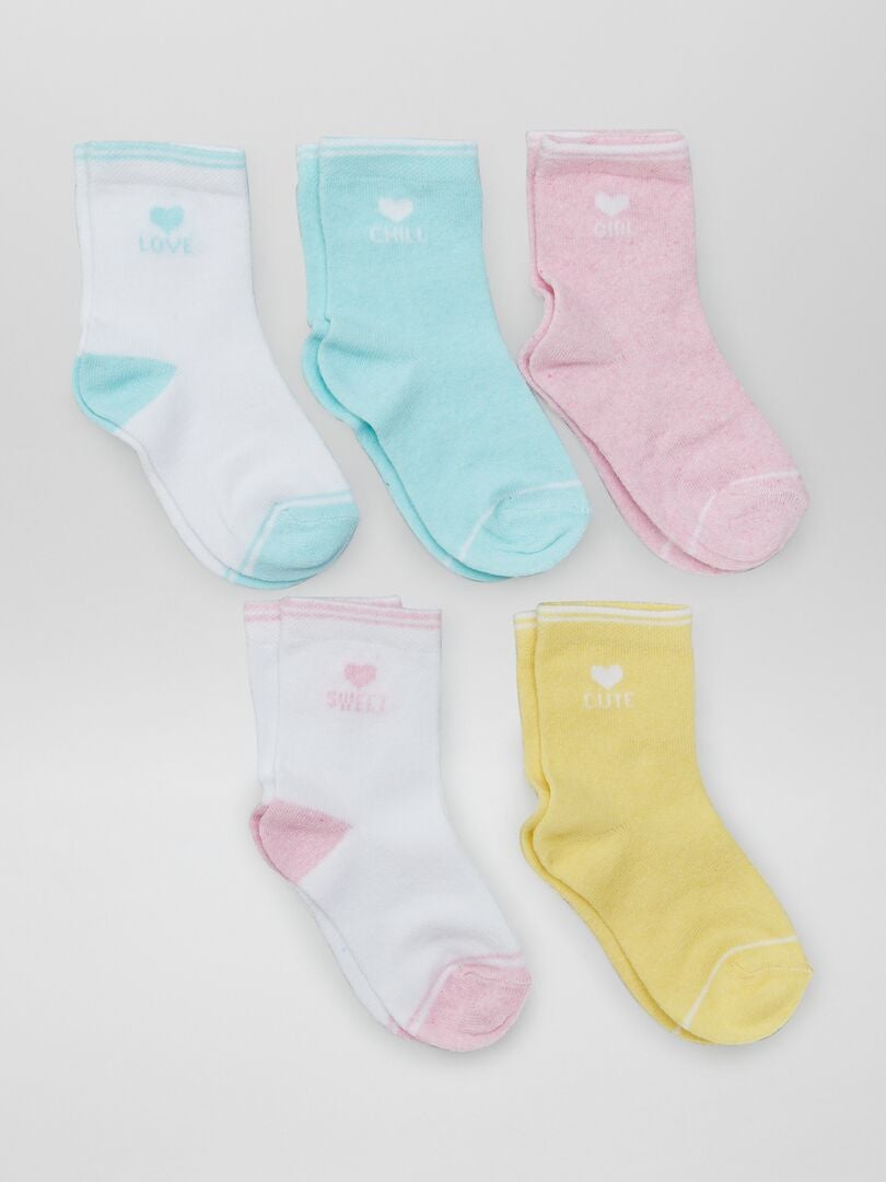 Set van 5 paar kniehoge sokken - ROZE
