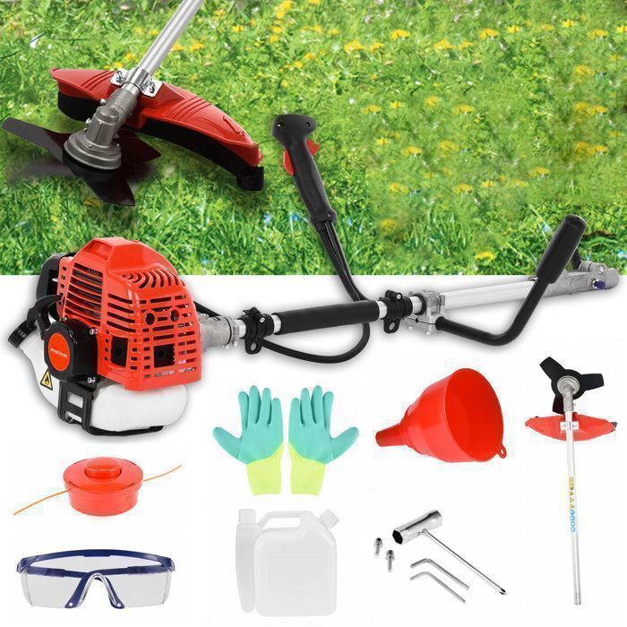 Decespugliatore a benzina da 2200 W - Bi-Plut - Motore a 2 tempi - Lama e bobina - Accensione senza contatto - Asta lunga 180 cm