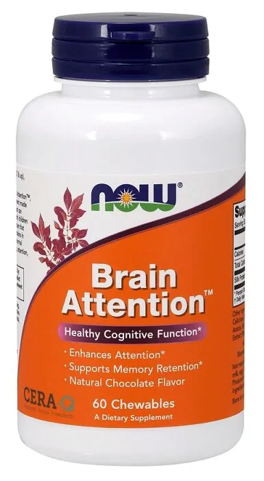 Now Foods Brain Attention, Kapsułki do rozgryzania i żucia