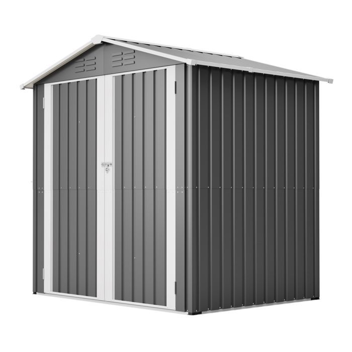 Abri de jardin en métal - 130x142x185 cm - cabanon de rangement jardin exterieur résistant aux intempéries,gris