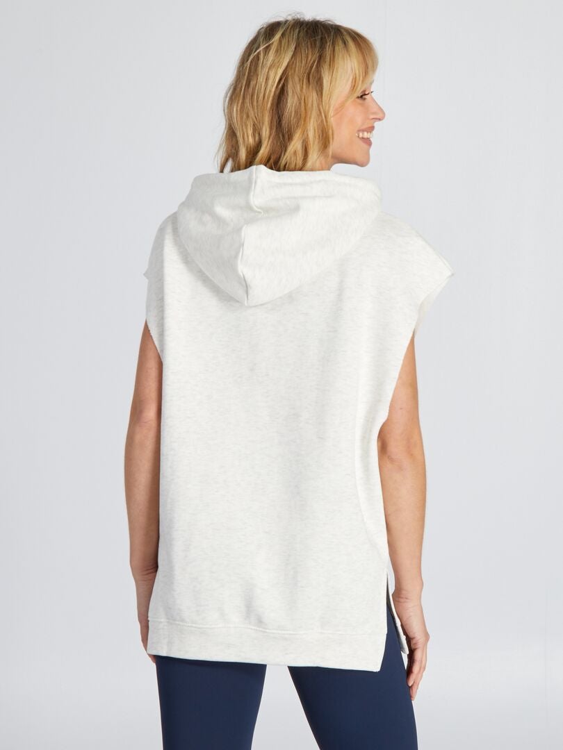 Blusa de moletom sem mangas em fleece - CINZA