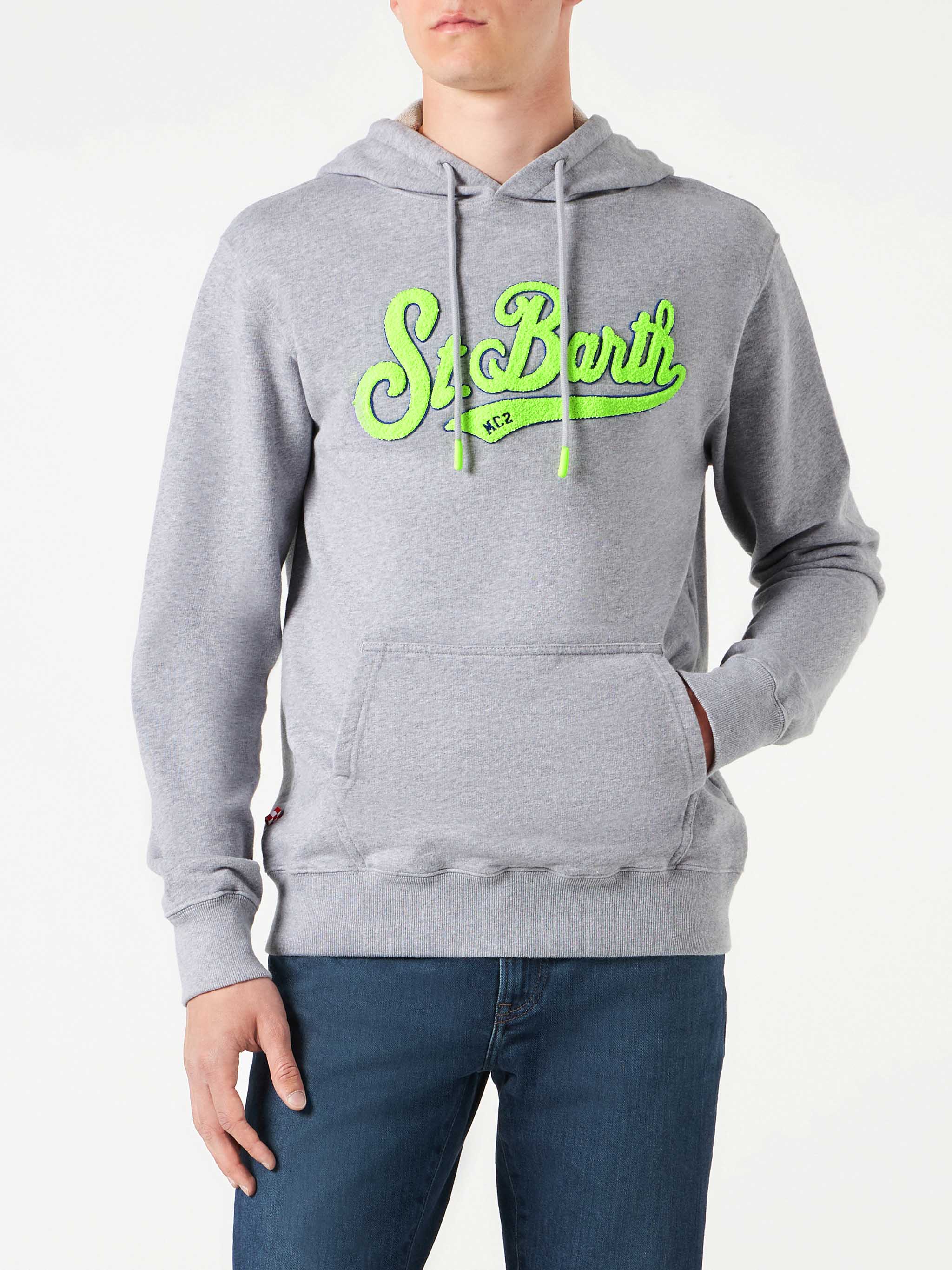 Grijze katoenen hoodie voor heren