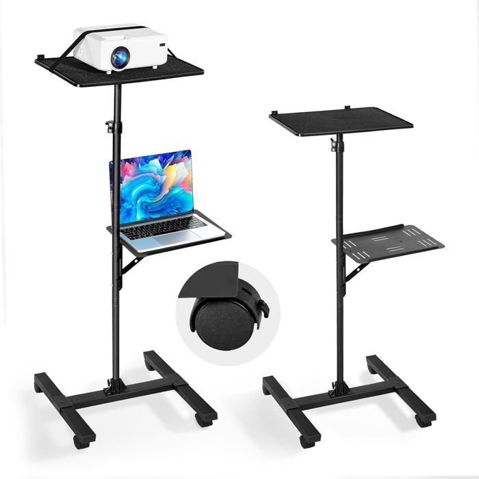 Soporte para proyector con trípode - ZOKKO - Altura regulable de 86 a 136 cm - 2 estantes (400 x 300 mm y 255 x 350 mm)
