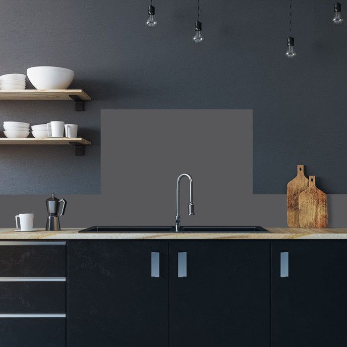 Donkergrijze aluminium zelfklevende spatwand - 60 cm x 70 cm - Donkergrijs - Zelfklevende achterkant - Achterwand voor afzuigkap