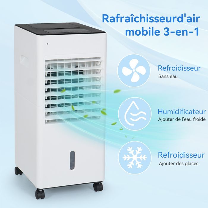 Aire acondicionado portátil PULUOMIS - Ventilador enfriador de aire - 3 velocidades - Control remoto - Temporizador de 12 horas