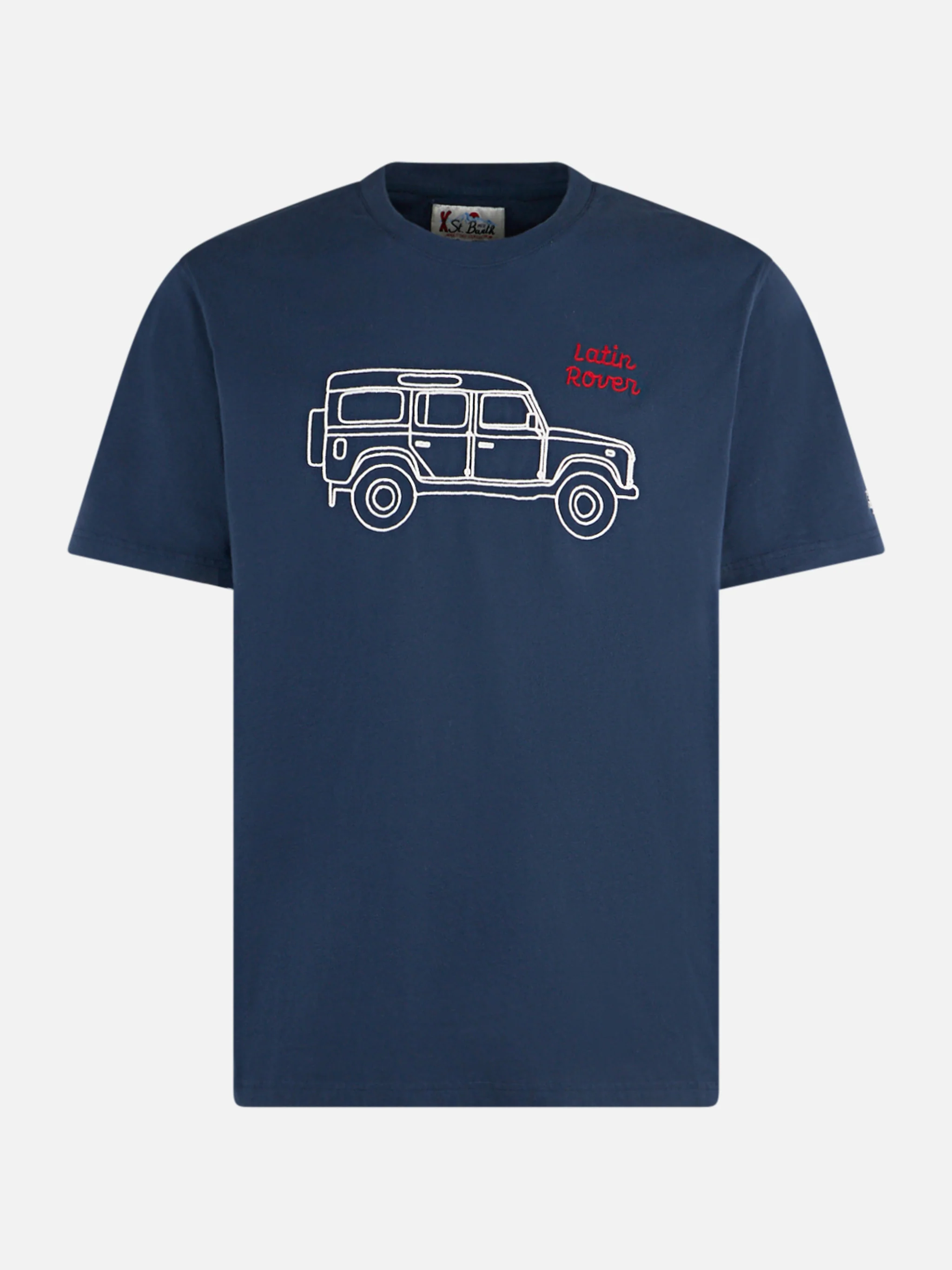 Latin Rover besticktes Herren-T-Shirt aus schwerer Baumwolle