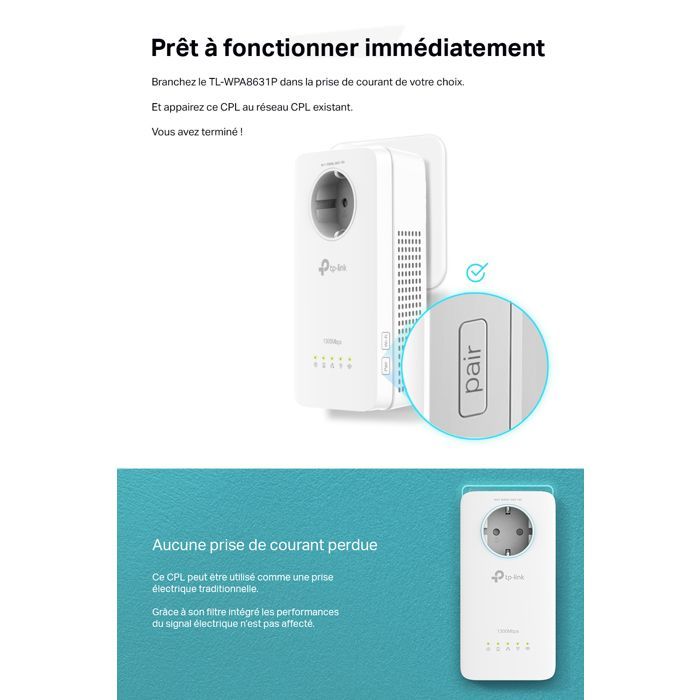 Kit TP-Link TL-WPA8631P - HomePlug AV2 1300Mbps, Wi-Fi Dual-Band AC1200Mbps - Ricondizionato