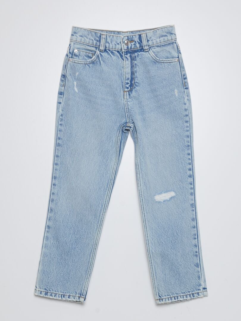Calça jeans reta de cintura alta - AZUL
