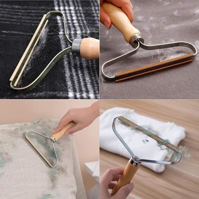 Rasoir Anti Bouloche - Lint Remover Wooden - Manuel Anti Poil - Pour Vêtements et Animaux - 2 Pièces