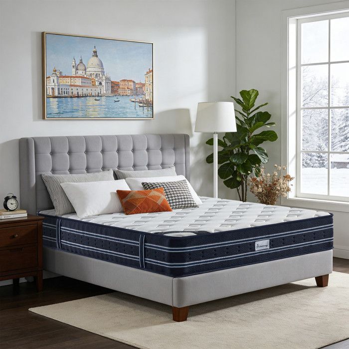 Colchón premium de 140x190 cm y 28 cm de grosor - Espuma HR + Espuma viscoelástica + Látex azul - Firmeza firme - Alta densidad, 7 zonas