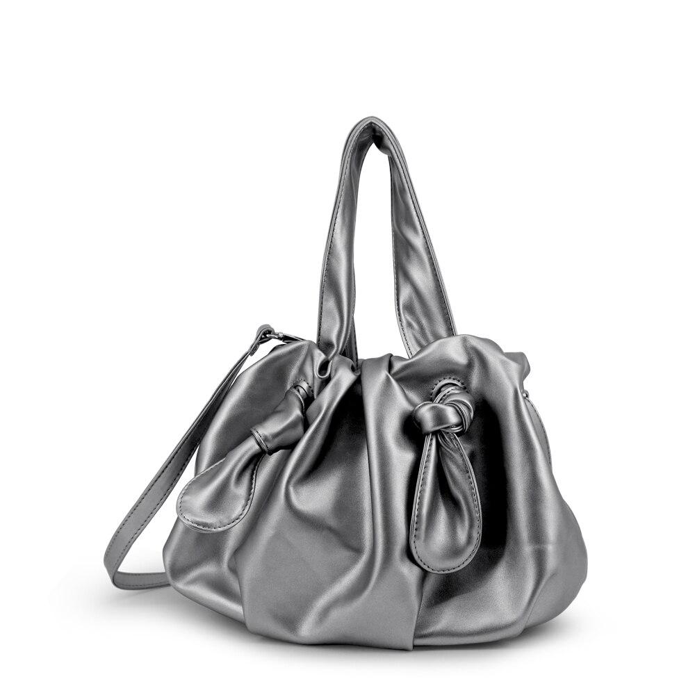 Silver female bag luxury solid color leather shoulder bag soft high quality PU fashion casual ladies handbag Messenger bag
