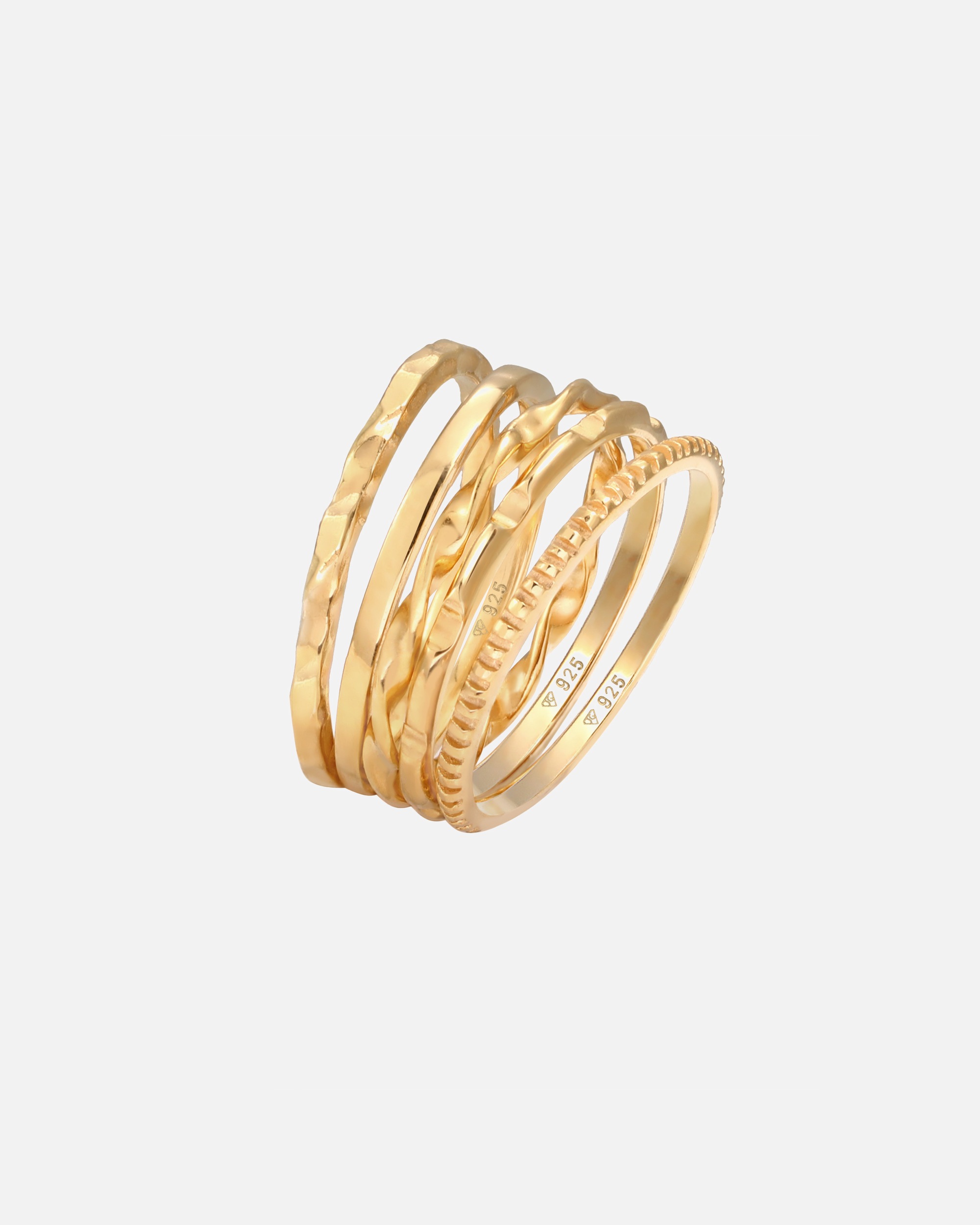 Elli Bagues superposées pour femmes - Lot de 5 - Tendance minimale filigrane de base en argent sterling 925