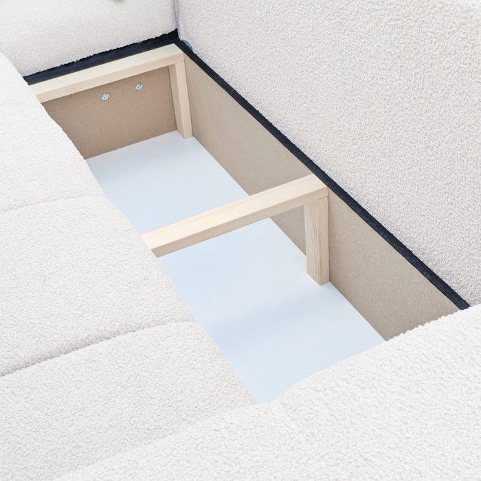 Sofá esquinero reversible OFI - 5 plazas - Sofá convertible con almacenamiento - Tejido suave al tacto - Color crema