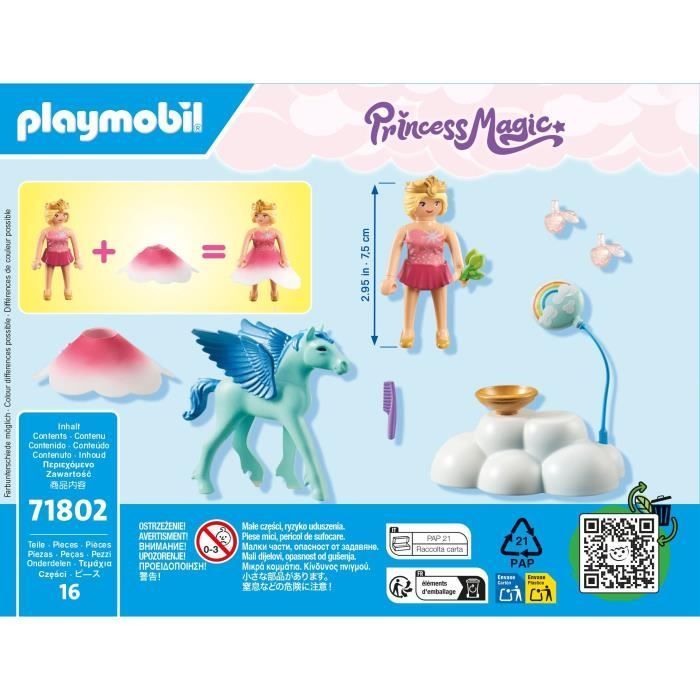 PLAYMOBIL 71802 Princess and Winged Foal with Cloud, Princess Magic, 16 pieces, Ages 4+