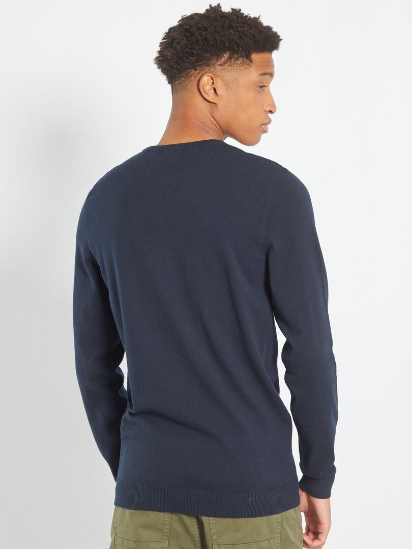 Effen ronde hals trui +1m90 - blauw