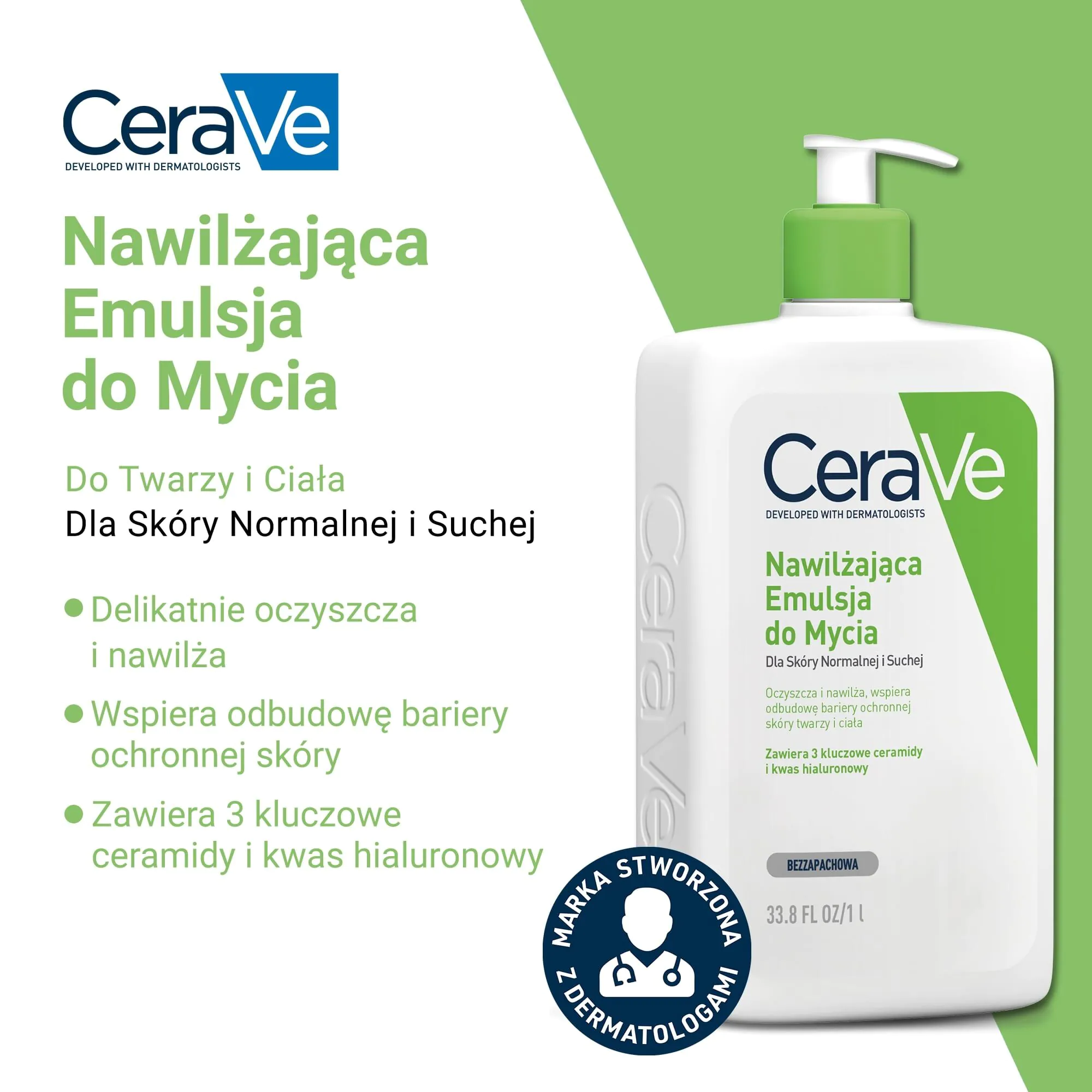 CeraVe Nawilżająca emulsja do mycia skóry suchej i normalnej, 1000 ml