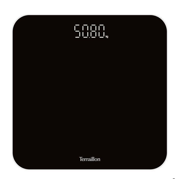 Pèse personne électronique - Terraillon - TSQUARE,  Ultra plat,  Marche arrêt automatique, 180 Kg, Grad 100 g , Noir
