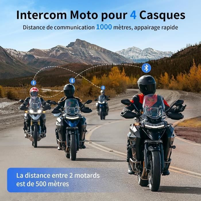 Motorcycle Intercom - Fodsports - M1-S Air - 4 Headsets - 1000m - Music Sharing