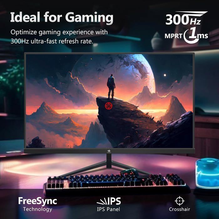 Ecran PC Gamer Z-Edge UG25S 24,5 pouces moniteur de jeu 300Hz, FHD 1080p, MPRT 1ms, IPS, ordinateur PC, 16.7M couleurs, DPx2, HDMIx2