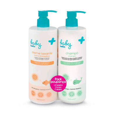 „Baby Wells“ valomasis šampūnas ir valomasis kremas kūdikiams 2 x 500 ml 2 x 500 ml